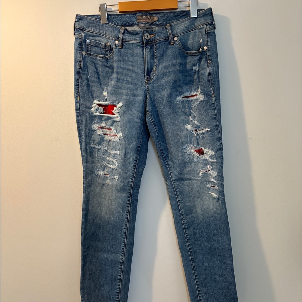 Torrid Blue Distressed Skinny Jeans